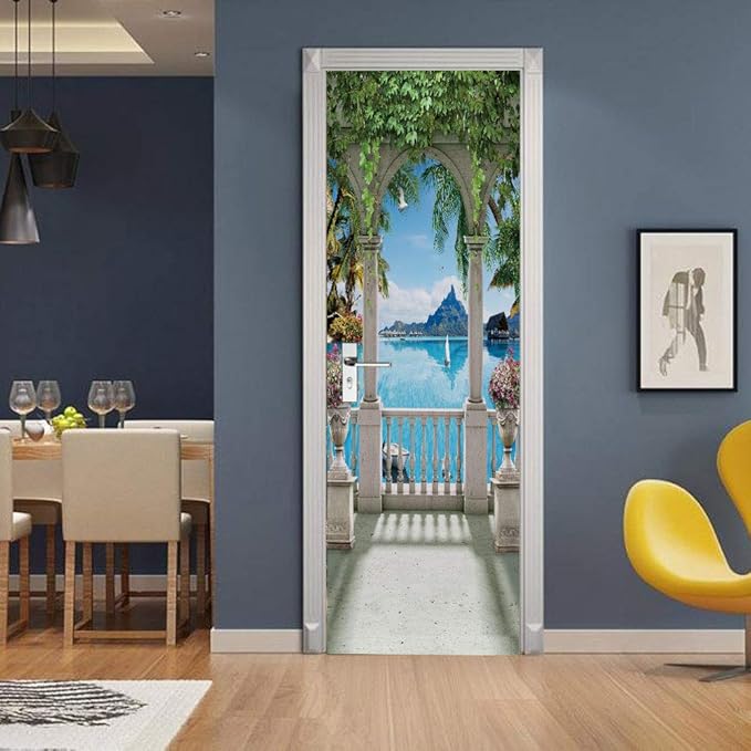 3D Door Stickers Murals - Landscape Wallpaper Self-Adhesive Removable PVC Waterproof Matt Finish 35.4" x 78.7"