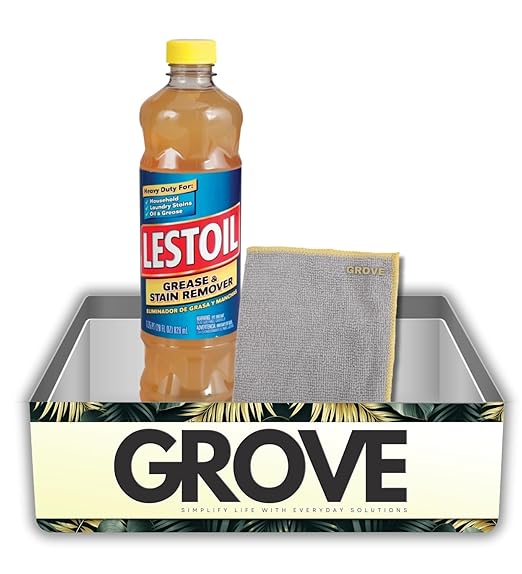 Lestoil No Scent Grease and Stain Remover 28 oz Liquid Bundle with Microfiber Cloth – Spray & Wash Laundry Stain Remover Concentrated Cleaner for Fabric, Floors, and Hard Surfaces – Gift Set (2 Items)