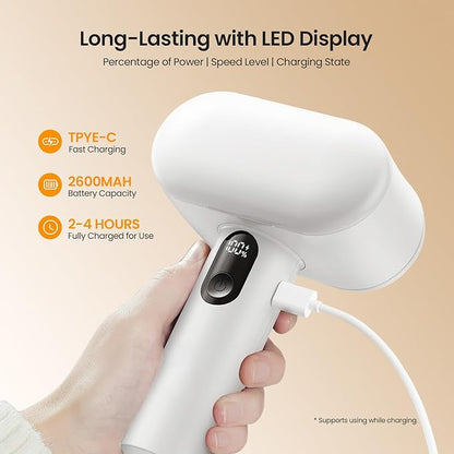 Mosthink Fabric Shaver, 2-in-1 Electric Lint Remover & Build-in Lint Brush, Large Fuzz Remover for Clothes Couch Furniture | Rechargeable Sweater Defuzzer | Digital LED Display | 3 Speeds | 2600mAh