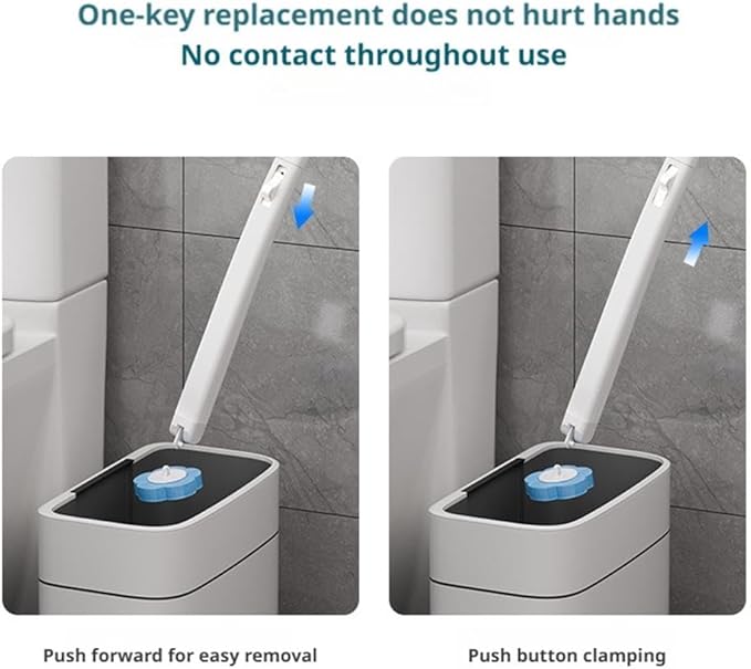 Disposable Toilet Brush,Toilet Cleaner Brush with 18 Replacement Heads & Holder,Automatic Lid Opening,for Cleaning & Hygienic Bathroom Toilets Shower Tiles Maintenance NewUpgrade (White)