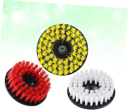 3pcs Drill Cleaning Brush for Upholstery Leather and Carpets Hollow Design Yellow for Efficient Household Cleaning