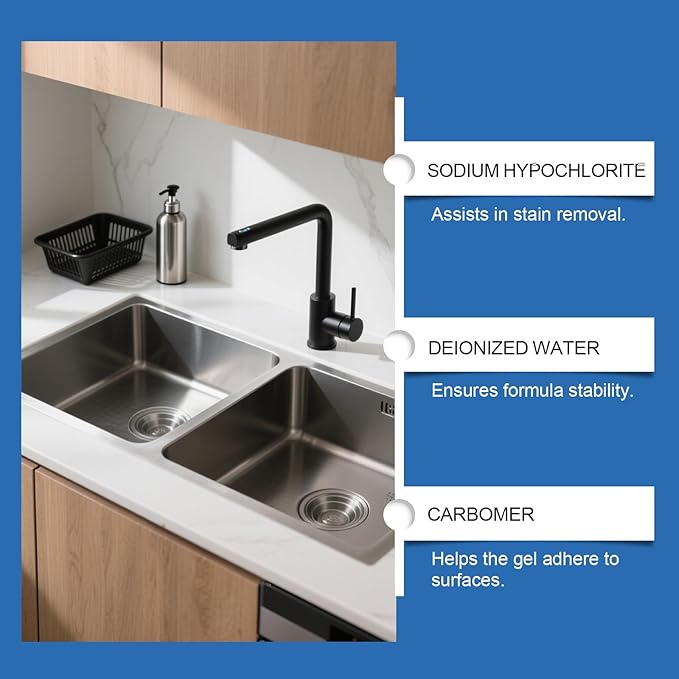 Household Stainr emover Gel Deep Cleaning Gel Kit Effective Home Cleaner, Washing Machine Cleaner for Washing Machine Strips, Kitchen Sinks, Tiles, Grout, Bathroom ﻿