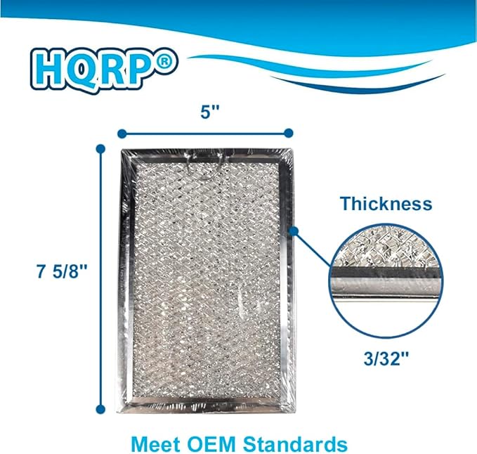 HQRP 2-Pack Microwave Oven Hood Aluminum Mesh Grease Filter compatible with GE WB06X10654 AP3883320 PS1018833 G-5012 Replacement fits GEHCSA1201RSS01 JVM1490BD003 ZSA1201RSS01
