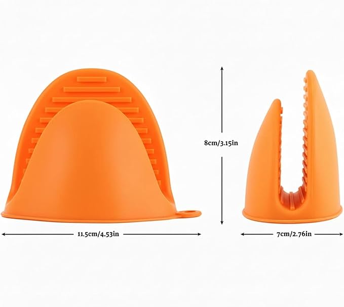 1 Pair Orange,Mini Silicone Oven Gloves, Mini Finger Protector Pot Holder for Kitchen,Cooking,Baking,BBQHeat Resistant Gloves，can be Washed in The Dishwasher