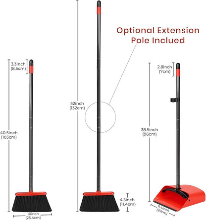 TreeLen Broom and Dustpan Set, 52 inch Broom and Dust Pan Combo for Home
