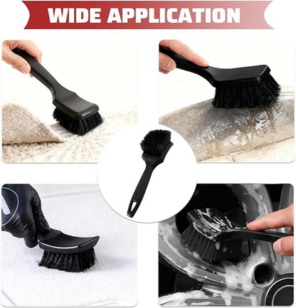 Car Carpet Cleaning Brush, Stiff Bristles Vehicle Wheel Hub Rims Wash Brush with Short Handle, Automotive Detailing Tire Cleaner, Universal for SUV Automobile Truck (Black)