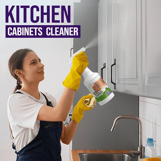 Natural Wall Cleaner Spray for Painted Walls,Ceiling,Cabinets,Baseboard,Wood,Stainless-Lavender Scented, Streak Free Stain Remover Spray for Dirt,Dust,Odor,Oils,Grease-Multipurpose & Deodorizing 24 Oz