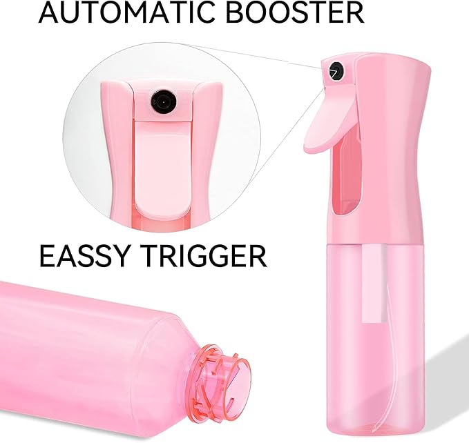 Continuous Mist Spray Bottle for Hair, Face & Plants (6.8oz/200ml) - Ultra Fine Travel-Size Water Mister for Salons, Cleaning, Pets & Skincare Leakproof Design