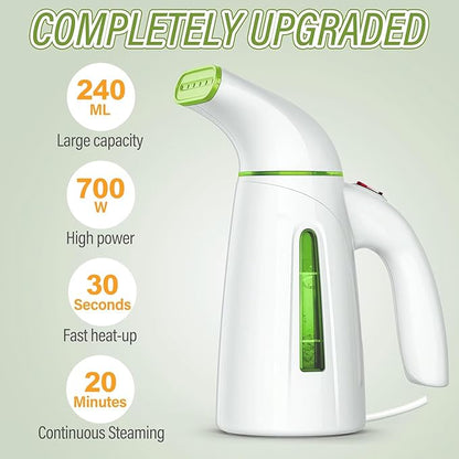 OGHom Steamer for Clothes,Portable Handheld Travel Steamer,300ml Large Capacity,700W,30 Second Fast Heat Up Garment Steamer (Light Green)