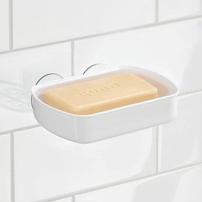iDesign Suction Cup Soap Dish for Shower - White