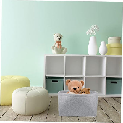 Felt Storage Basket Foldable Laundry Hamper Handles Multi-Purpose Organizer for Boys and Girls Toys Bathroom Clothes and Home Storage