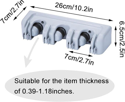 TOGU 2 Pack Mop and Broom Holder Wall Mounted 3 Position Storage Rack with 4 Retractable Hooks Holds up to 7 Tools Utility Weatherproof Holder for Garage Storage Systems Broom Organizer,Gray