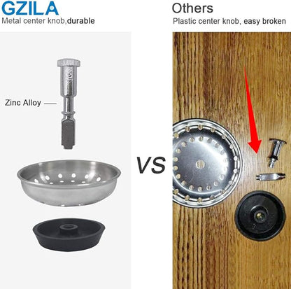GZILA Kitchen Sink Basket Strainer Stopper, Replacement for 3-1/2 Inch Standard Kitchen Sink Drain, 304 Stainless Steel Brushed Nickel, Rubber Stop, Metal Knob