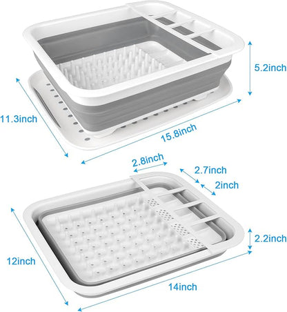 Collapsible Dish Drying Rack Portable Dish Drainers for Kitchen Counter with Drainboard, Kitchen Sink Organizer Basket RV Accessories Camper Storage and Organization Dish Rack Over Sink Drying Rack