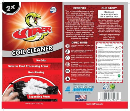 Best Refrigeration Technologies RT375A Viper Aerosol Foaming Coil Cleaner Degreaser Food Grade Expanding Foam 18oz (4)