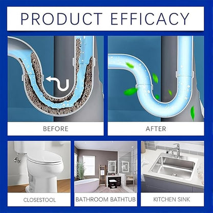 Foaming Sink & Drain Cleaner Powder, 2026 Upgraded Fast-Acting Pipe Declogger for Kitchen Bathroom Shower Toilet, Powerful Rapid Foam Drain Opener for Hair Grease & Odor Removal (2pcs)