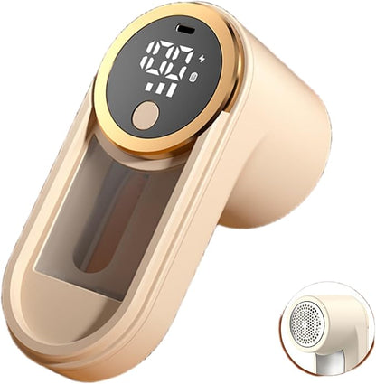 Rechargeable Fabric Shaver, Electric Lint Remover with 3-Speed LED Screen, Portable Fuzz Trimmer for Sweaters, Furniture, Blankets - Safe & Efficient Pilling Remover (Khaki)