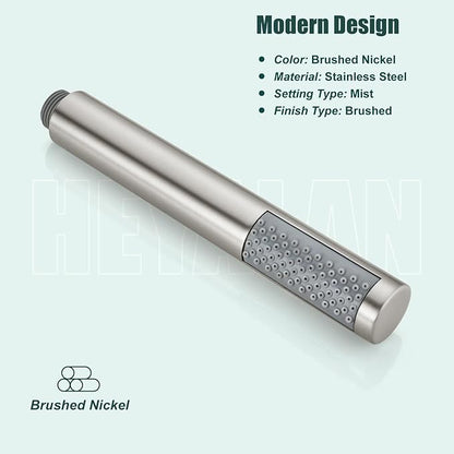 Heyalan Hand Held Shower Wand, High Pressure Handheld Head with Strong Flow, Luxury Spray for Bathroom,Single Function,Brushed Nickel