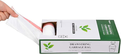 Magesh 4 Gallon Small Drawstring Trash Bags, White (Drawstring-4Gal150)