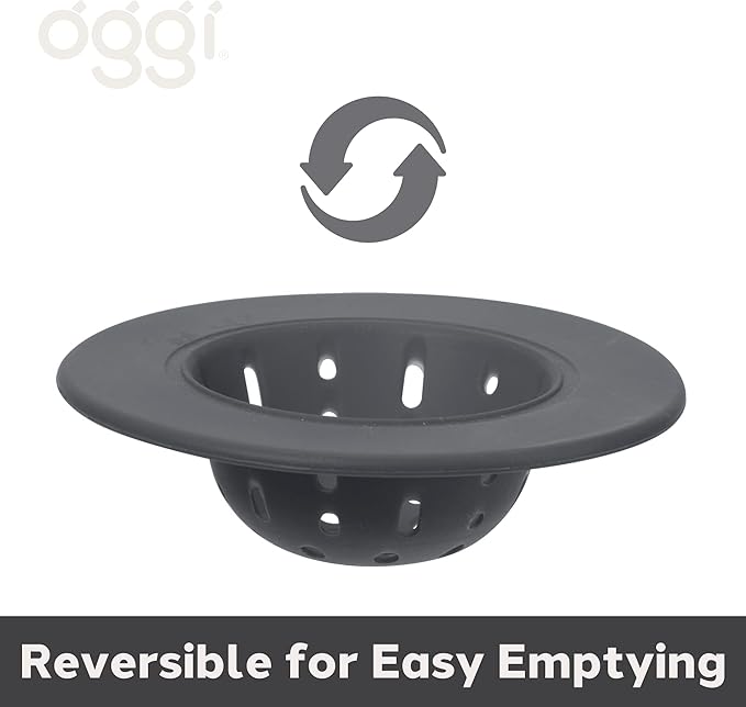 OGGI Silicone Sink Strainer- Great Kitchen Sink Strainer, Sink Drain Strainer, Drain Stopper, Sink Plug, 4.6˝ Diameter Rim, Gray