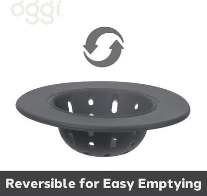 OGGI Silicone Sink Strainer- Great Kitchen Sink Strainer, Sink Drain Strainer, Drain Stopper, Sink Plug, 4.6˝ Diameter Rim, Gray (Pack of 2)