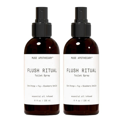 Muse Apothecary Flush Ritual - Aromatic & Refreshing Toilet Spray, Use Before You Go, 8 oz, Infused with Natural Essential Oils - Cara Orange + Fig + Blackberry Vanilla, 2 Pack