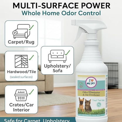 I Love My Pet Odor Eliminator Spray and Air Freshener for Strong Pet Odors Neutralizes Dog and Cat Urine on Fabrics, Carpets, Pet Beds 32 oz, Forest Fresh Scent