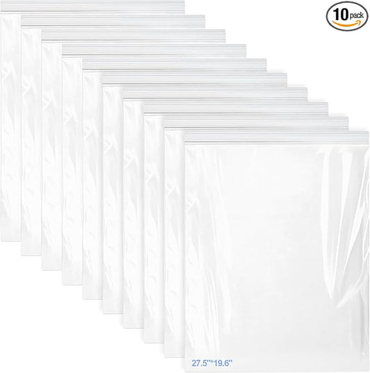 Palksky Oven Rack Cleaning Bags, 27.5''*19.6'' Heavy Duty No Scrub Oven Rack Cleaning Bags, Reusable Leak-Resistant PE Bags for Deep Soaking Grill Grates, BBQ Racks, No Cleaner Included, 10 Pack