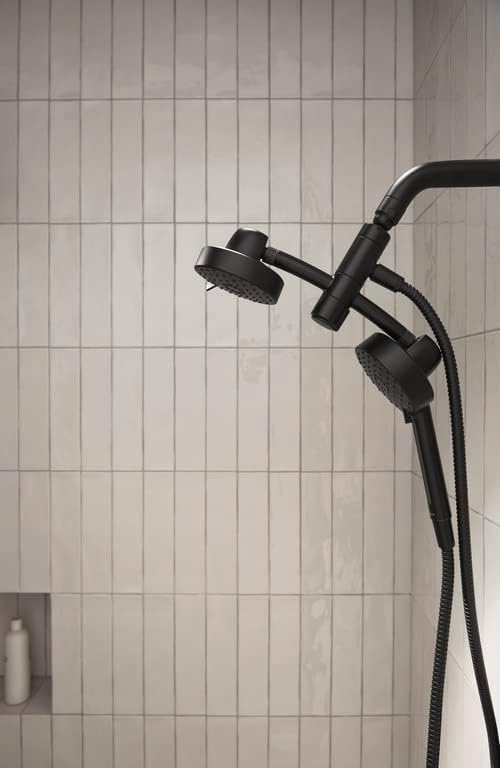 KOHLER 23218-G-BL Awaken 2-in-1 Multifunction Shower Combo Kit, Rotating Showerhead and Handshower Set, 1.75 GPM, Matte Black