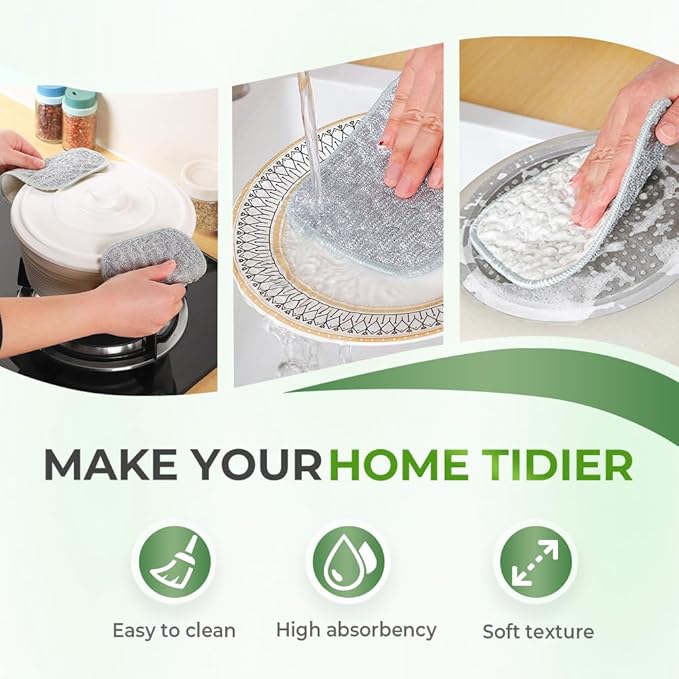 Multipurpose Wire Dishwashing Rags for Wet and Dry, 2026 Reusable Metal Scrubbing Pads Sponge Cloths Towels Clean, Non Scratch Wire Dishcloth for Kitchen, Sinks, Pots, Pans (20pcs)