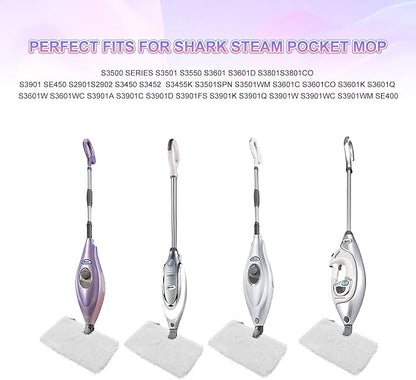 3 Pack Microfiber Steam Mop Replacement Pads for Shark Steam Mop S3500 Series S3501 S3601 S3550 S3901 SE450 S3801CO S3601D S2901 S2902 Steam Pocket Mop Pads for Floor Cleaning Reusable Shark Mop Pads