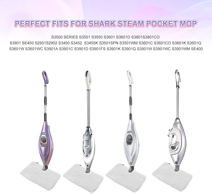 6 Pack Microfiber Steam Mop Replacement Pads for Shark Steam Mops S3500 Series S3501 S3601 S3550 S3901 SE450 S3801CO S3601D S2901 S2902 Steam Pocket Mop Pads Floor Cleaning Reusable for Shark Mop Pads