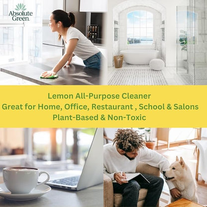 Absolute Green All Purpose Cleaner Spray, Non-Toxic, Kitchen, Bath, Countertop, Stainless, Safe around Kids + Pets, Natural Lemon Scent, 25 oz (6 Pack)