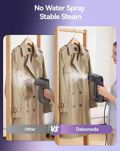 Vacuum Steamer for Clothes,3500Pa Suction Handheld Clothes Steamer,LED Display, Multiple Mode Adjustment,Steaming & Ironing 2 in 1,Portable Steamer No Board Needed, 160ml Water Tank (for 110‑120V)