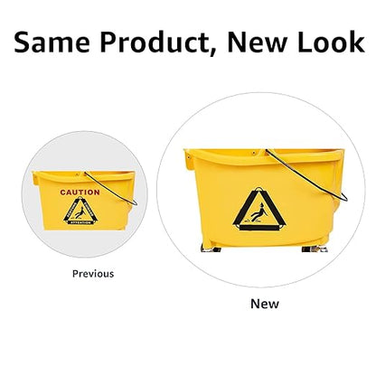 Amazon Basics Floor Cleaning Rectangular Mop Bucket with Sturdy Down Press Wringer Combo, 35-Quart, Yellow