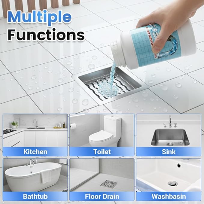 Drain Cleaner Powder, Powerful Sink Cleaner Powder Fast Foaming for Kitchen Toilet Pipeline Quick Cleaning Tool (1 Pcs)