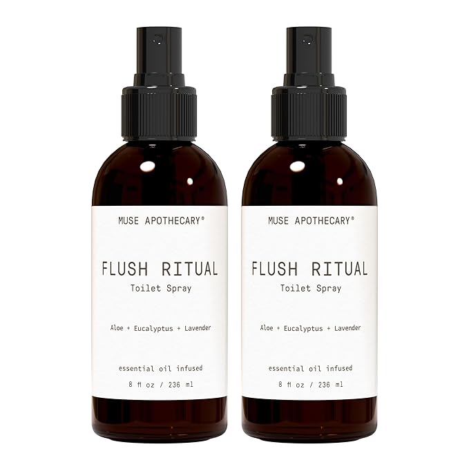 Muse Apothecary Flush Ritual - Aromatic & Refreshing Toilet Spray, Use Before You Go, 8 oz, Infused with Natural Essential Oils - Aloe + Eucalyptus + Lavender, 2 Pack