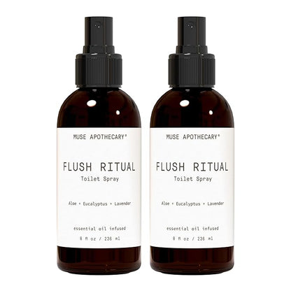 Muse Apothecary Flush Ritual - Aromatic & Refreshing Toilet Spray, Use Before You Go, 8 oz, Infused with Natural Essential Oils - Aloe + Eucalyptus + Lavender, 2 Pack