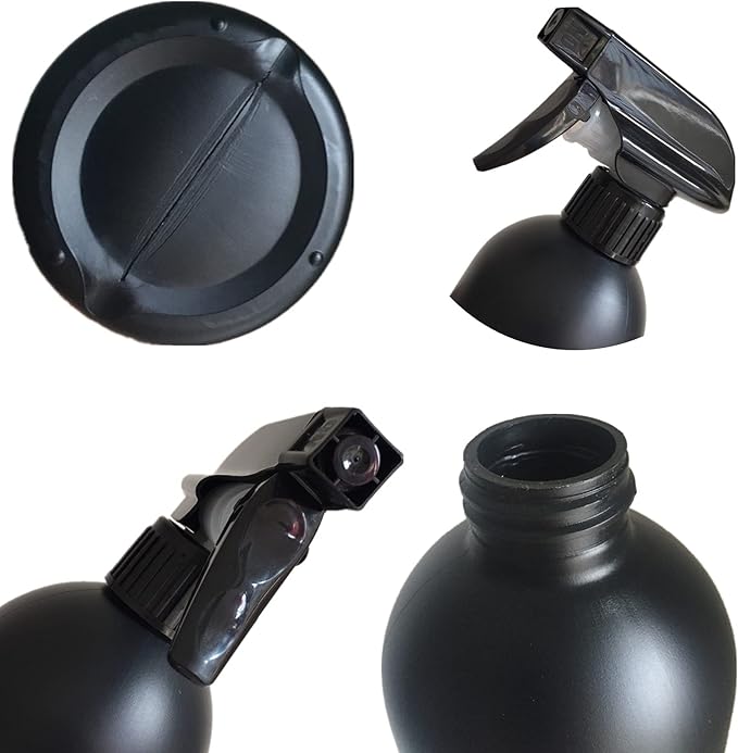 Plastic Spray Bottle for Hair Plant Mister, Cleaning, 500ml Black, Pack of 2, 17OZ