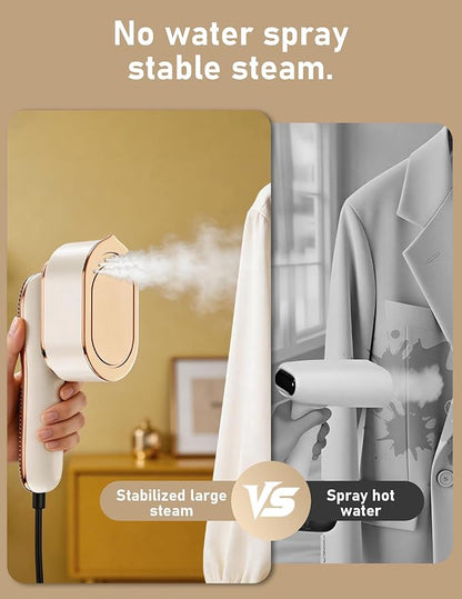 Travel Steamer for Clothes, 1200W Portable Handheld Steamer for Clothes, Portable Steam with LCD Display, 10s Fast Heat-Up, 2-in-1 Powerful Wrinkle Remover for Home & Travel (Yellow)
