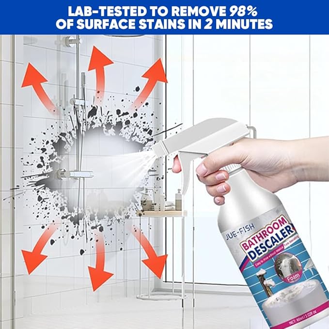Bathroom Descaler Foam Cleaner, All-In-One Powerful Cleaner Spray, Strong Shower, Bathtub, Glass, Faucet, Tile, and Toilet Cleaner for Stubborn Stains & Limescale Removal (2)