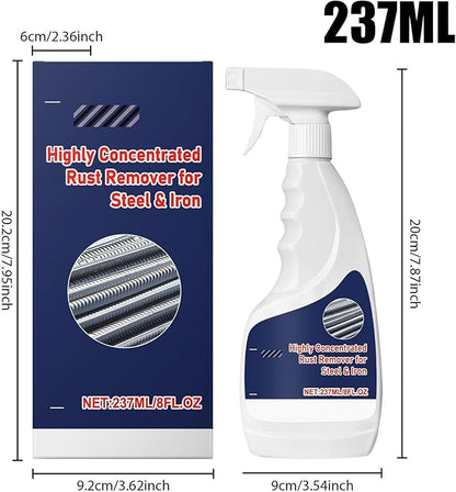 Rust Remover - Metal Cleaner | 237ML Rust Stain Eliminator For Steel Iron Aluminum, Car Bathroom Kitchen Oven Sink, Heavy Duty Solution, Easy Spray Application, Multi Use