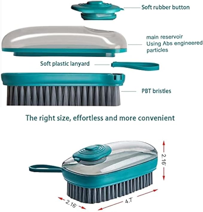 Brush with Soap Dispenser, Good Srubber Cleaner for Dish Sink Pan Pot Washing and Cleaning, Bathroom, Kitchen, Soft Laundry Clothes and Shoes Scrubbing Brush(Green) (Green)