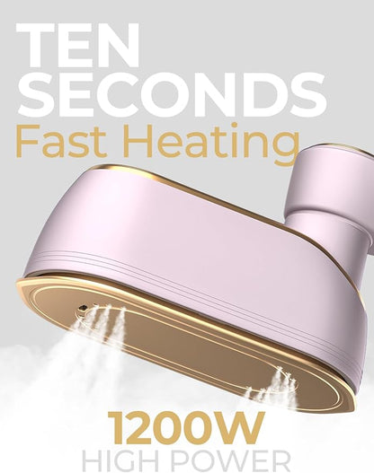 Portable Travel Steamer, 1200W Handheld Fabric Steamer for Clothes, 4Modes with LCD Display, Powerful Wrinkle Remover for Home & Travel, 150ml Water Tank, 10S Fast Heat-Up, 180°Swivel Handle, Pink