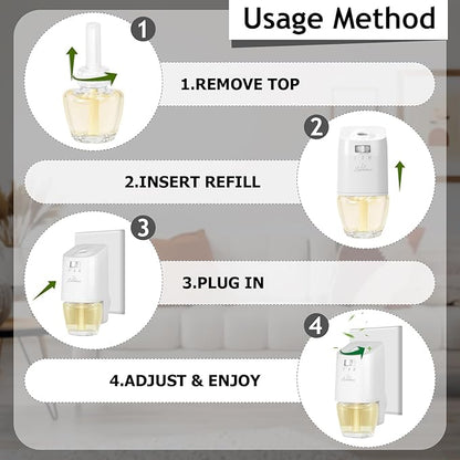 Plug In Air Freshener Starter Kit - Lavender, Vanilla, Linen Scent for Home, Bathroom and Office, 1 Warmer and 9 Essential Oil Refills, Compatible with Air Wick & Glade, Not Include Glade Plus
