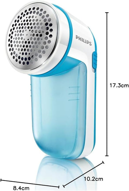 Philips Fabric Shaver, Removes Fabric Pills, Suitable for All Garments, Large Blade Surface, Cleaning Brush, Includes Batteries, Blue (GC026/00)