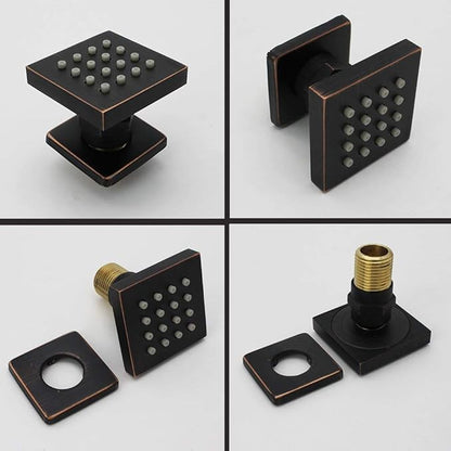 HOMEDEC 2inch Brass Square Massage Shower Body Sprayer Jets, Oil Rubbed Bronze, 6 pack