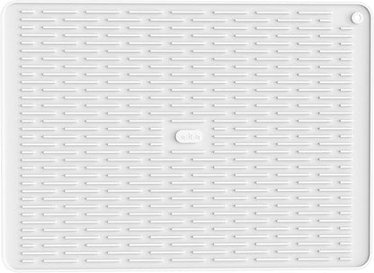 ME.FAN Silicone Dish Drying Mat for Kitchen Counter, Dish Drying Pad for Sink, Refrigerator or Drawer, Countertop Protection Pad XL - 23''×17'' - White