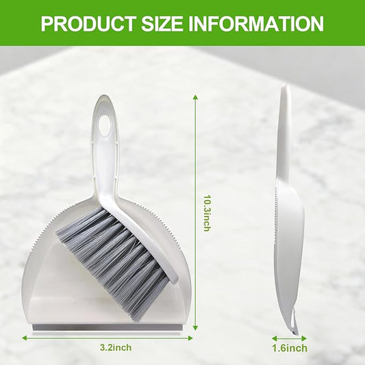 Mini Broom and Dustpan Set,Hand Broom with Dustpan Combo Nesting Snap-On Handheld Dust Pan and Brush Set, Small Broom and Dustpan Set for Kitchen, Desktop, Pet, Floor, Sofa, Grey White