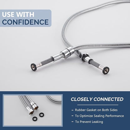 Angle Simple Replacement Shower Hose 79", Stainless Steel Flexible Handheld Shower Extension Hose 1/2" IPS, No Tangles, Chrome